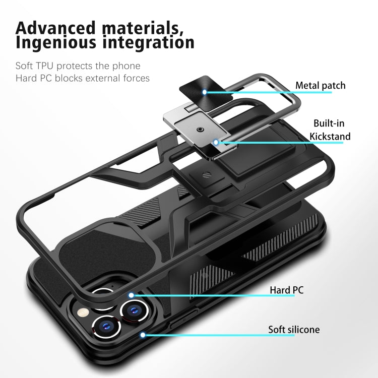 For iPhone 13 Pro Max Armor 2 in 1 PC + TPU Magnetic Shockproof Case with Foldable Holder