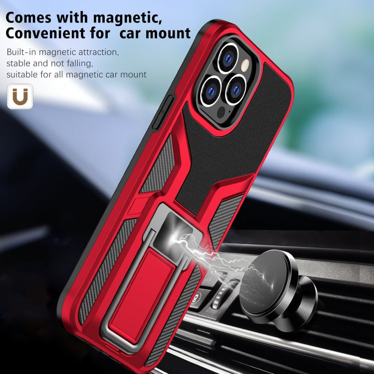 For iPhone 13 Pro Max Armor 2 in 1 PC + TPU Magnetic Shockproof Case with Foldable Holder