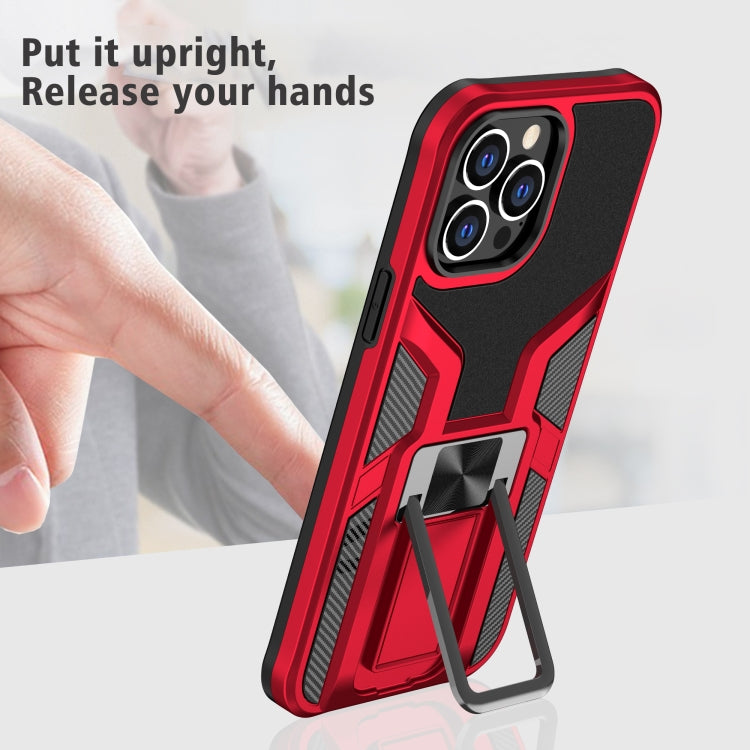 For iPhone 13 Pro Max Armor 2 in 1 PC + TPU Magnetic Shockproof Case with Foldable Holder