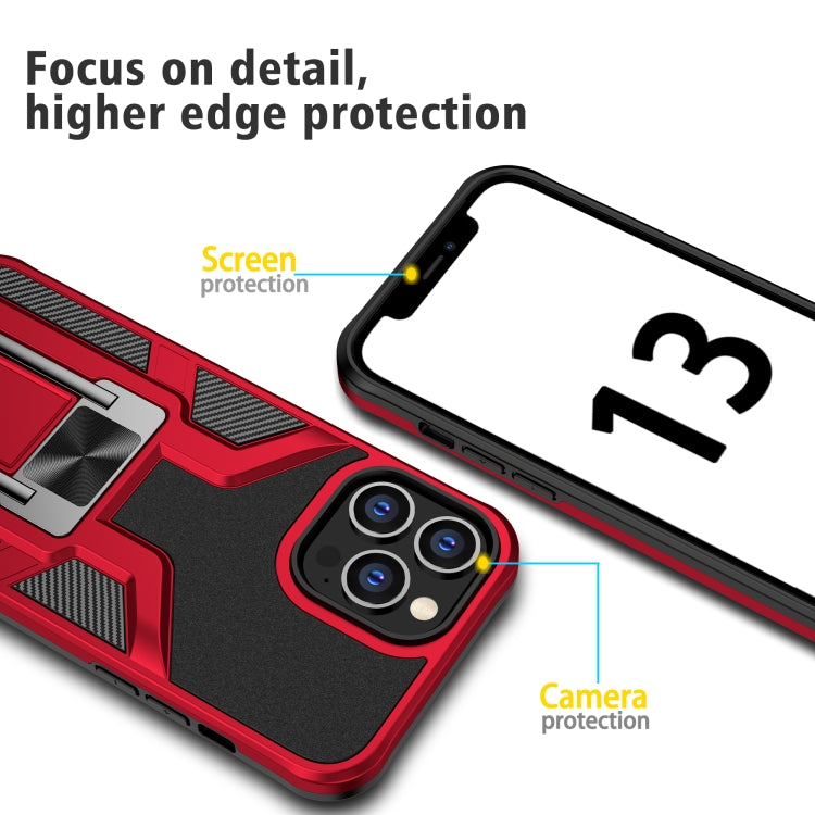 For iPhone 13 Pro Max Armor 2 in 1 PC + TPU Magnetic Shockproof Case with Foldable Holder