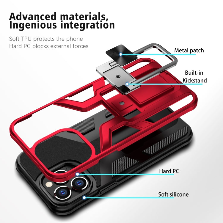 For iPhone 13 Pro Max Armor 2 in 1 PC + TPU Magnetic Shockproof Case with Foldable Holder