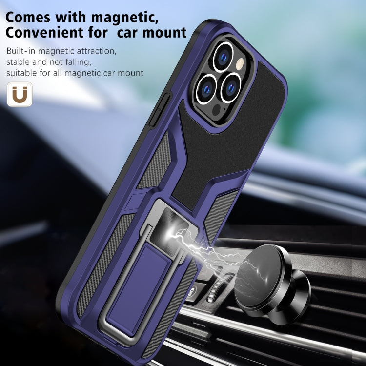 For iPhone 13 Pro Max Armor 2 in 1 PC + TPU Magnetic Shockproof Case with Foldable Holder