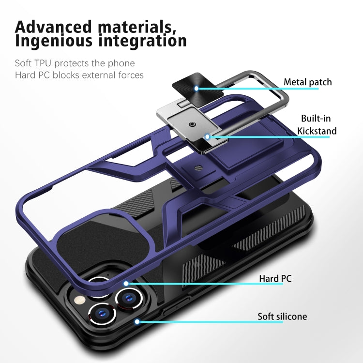 For iPhone 13 Pro Max Armor 2 in 1 PC + TPU Magnetic Shockproof Case with Foldable Holder