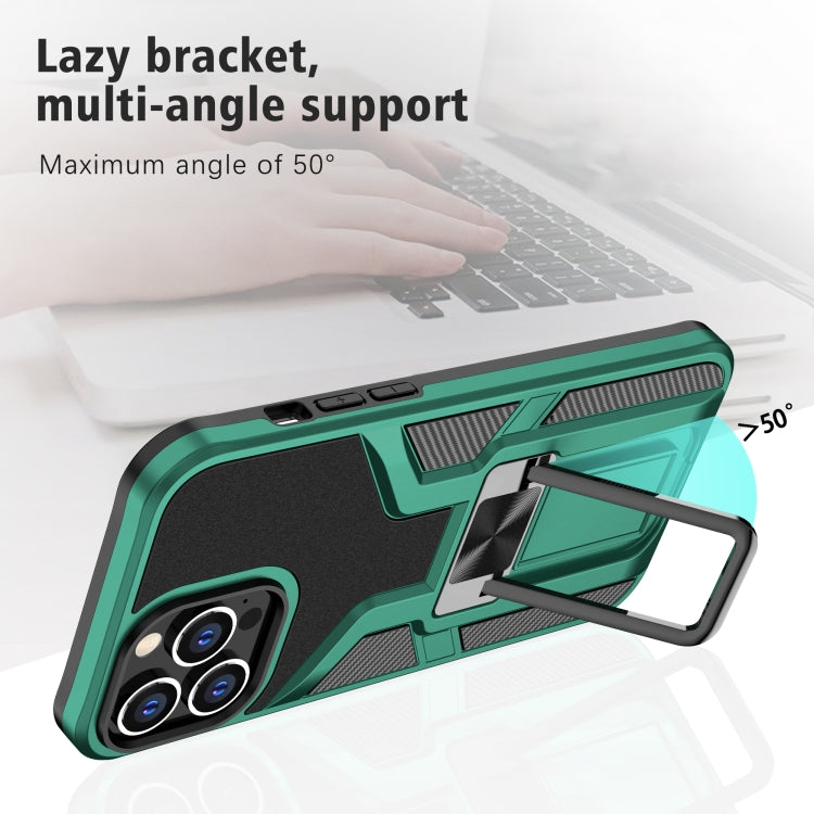 For iPhone 13 Pro Max Armor 2 in 1 PC + TPU Magnetic Shockproof Case with Foldable Holder