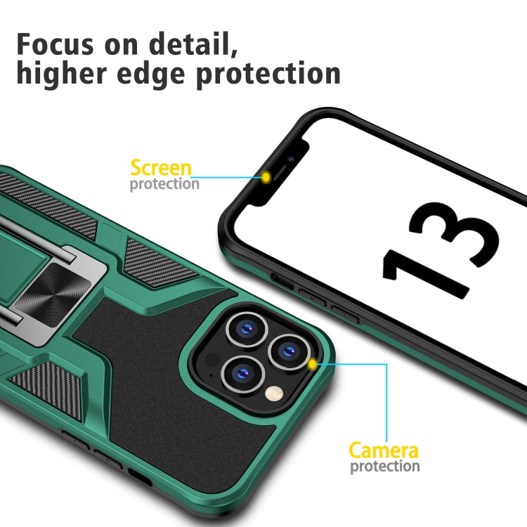 For iPhone 13 Pro Max Armor 2 in 1 PC + TPU Magnetic Shockproof Case with Foldable Holder