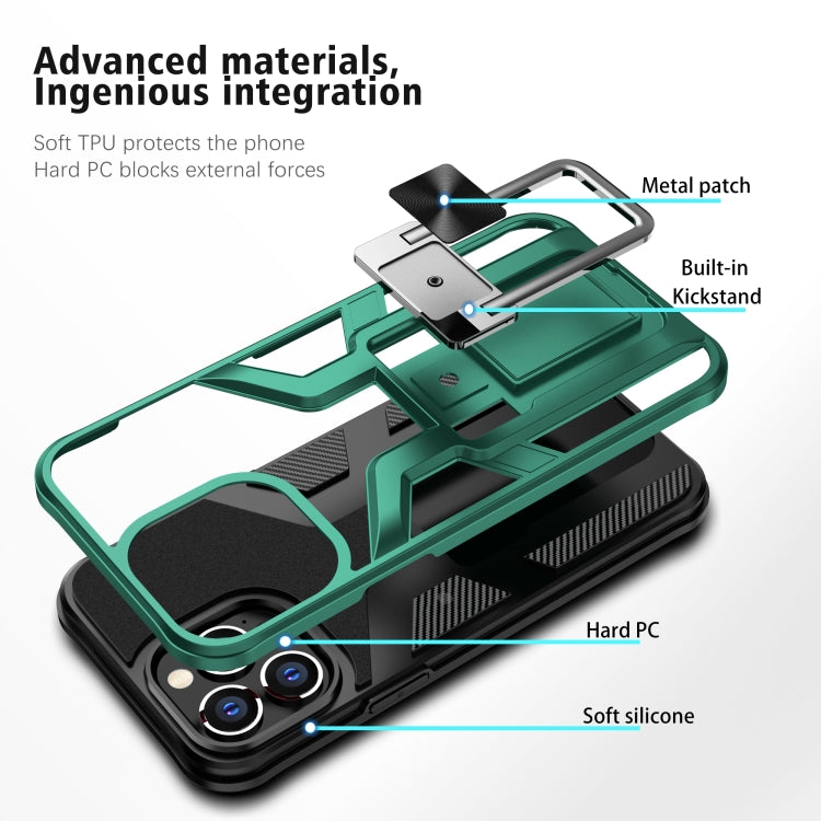 For iPhone 13 Pro Max Armor 2 in 1 PC + TPU Magnetic Shockproof Case with Foldable Holder