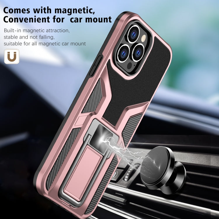 For iPhone 13 Pro Max Armor 2 in 1 PC + TPU Magnetic Shockproof Case with Foldable Holder