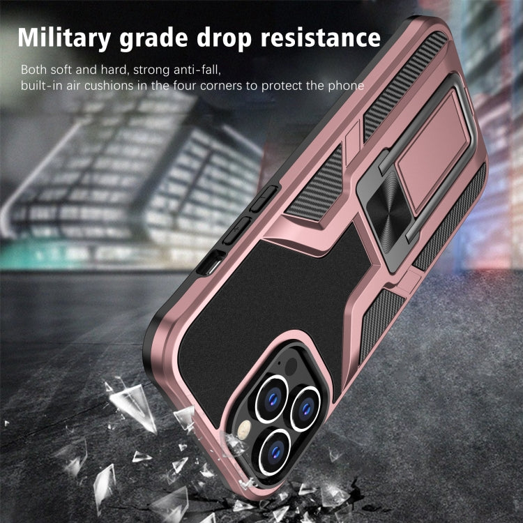 For iPhone 13 Pro Max Armor 2 in 1 PC + TPU Magnetic Shockproof Case with Foldable Holder