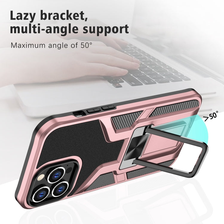 For iPhone 13 Pro Max Armor 2 in 1 PC + TPU Magnetic Shockproof Case with Foldable Holder