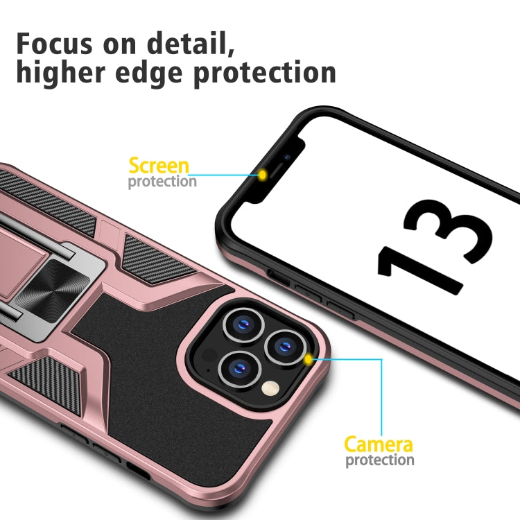 For iPhone 13 Pro Max Armor 2 in 1 PC + TPU Magnetic Shockproof Case with Foldable Holder