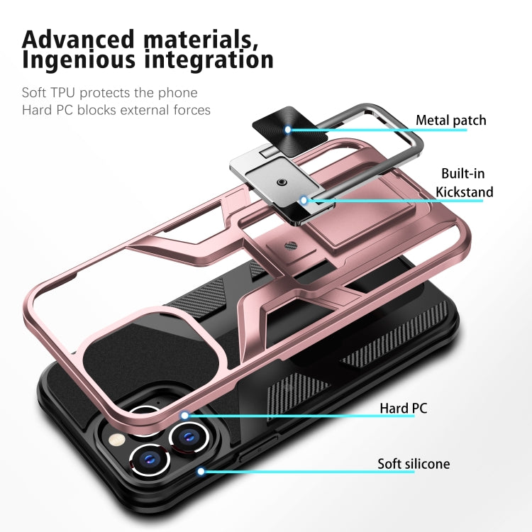 For iPhone 13 Pro Max Armor 2 in 1 PC + TPU Magnetic Shockproof Case with Foldable Holder