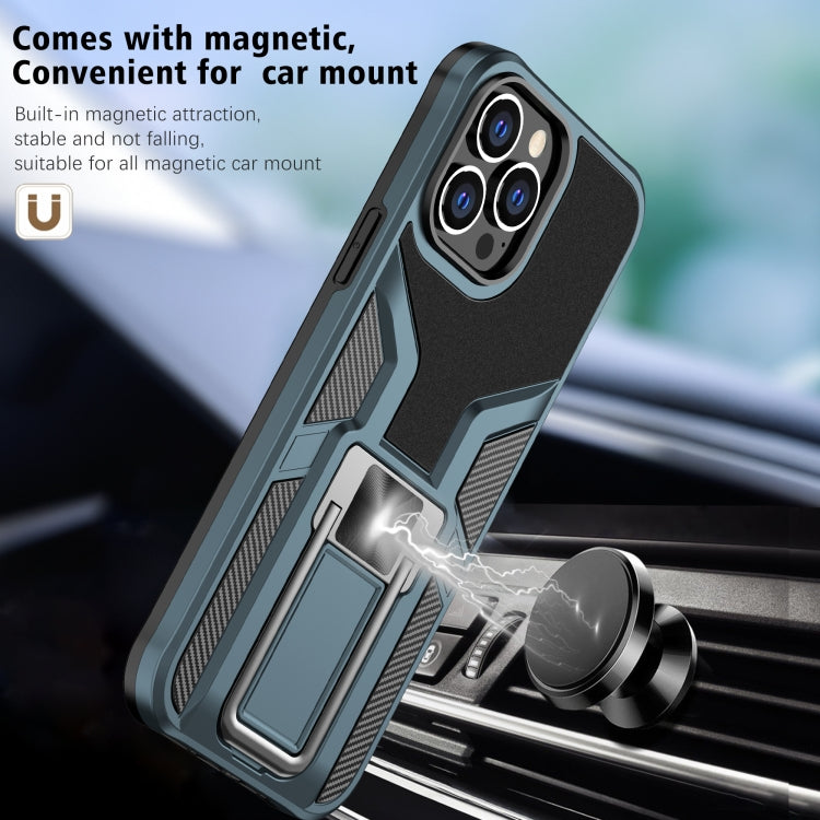 For iPhone 13 Pro Max Armor 2 in 1 PC + TPU Magnetic Shockproof Case with Foldable Holder