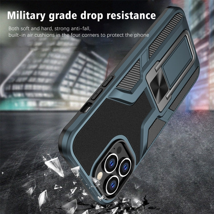 For iPhone 13 Pro Max Armor 2 in 1 PC + TPU Magnetic Shockproof Case with Foldable Holder