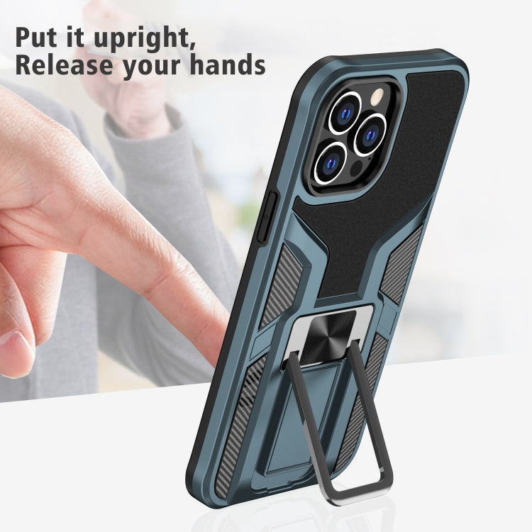 For iPhone 13 Pro Max Armor 2 in 1 PC + TPU Magnetic Shockproof Case with Foldable Holder