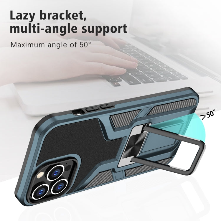 For iPhone 13 Pro Max Armor 2 in 1 PC + TPU Magnetic Shockproof Case with Foldable Holder