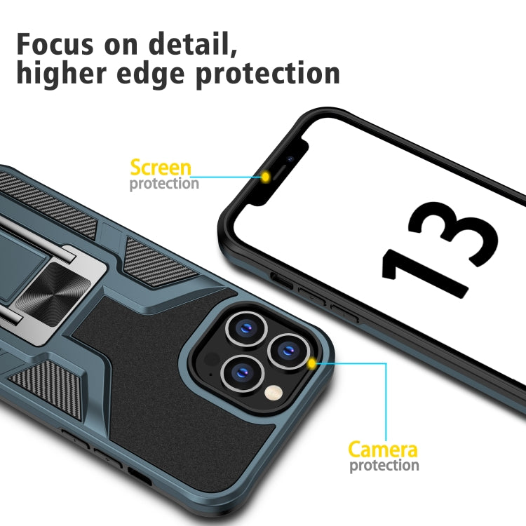 For iPhone 13 Pro Max Armor 2 in 1 PC + TPU Magnetic Shockproof Case with Foldable Holder
