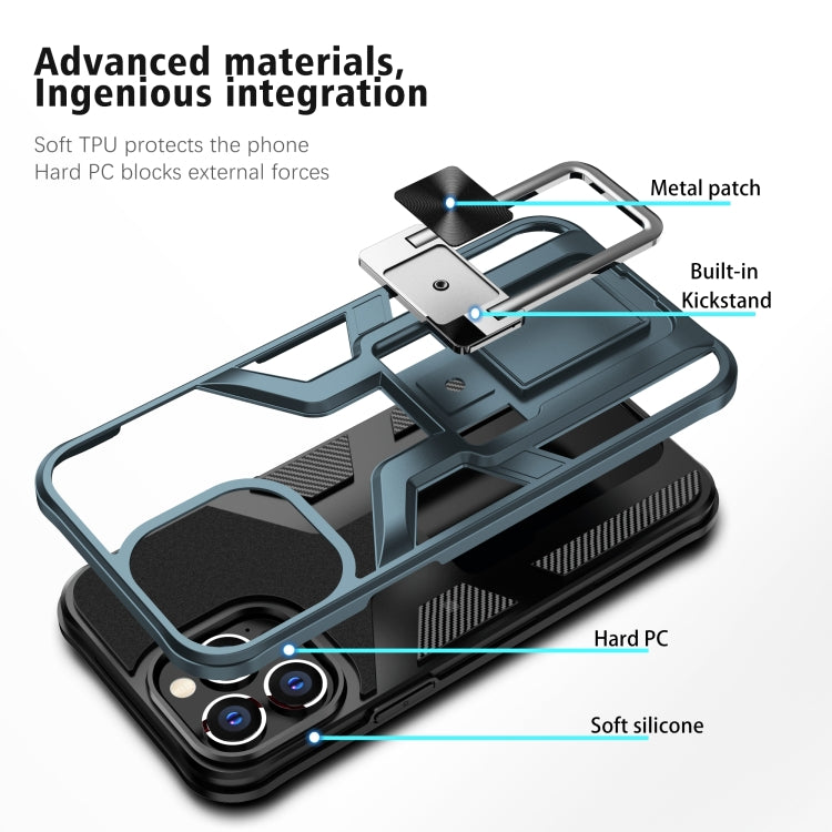 For iPhone 13 Pro Max Armor 2 in 1 PC + TPU Magnetic Shockproof Case with Foldable Holder