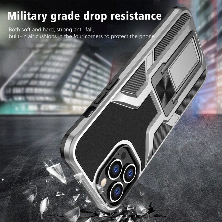 For iPhone 13 Pro Max Armor 2 in 1 PC + TPU Magnetic Shockproof Case with Foldable Holder