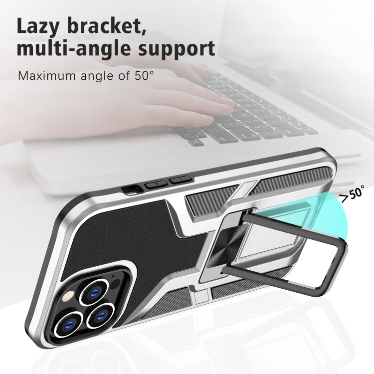 For iPhone 13 Pro Max Armor 2 in 1 PC + TPU Magnetic Shockproof Case with Foldable Holder