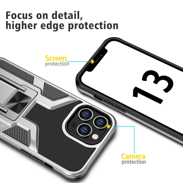 For iPhone 13 Pro Max Armor 2 in 1 PC + TPU Magnetic Shockproof Case with Foldable Holder