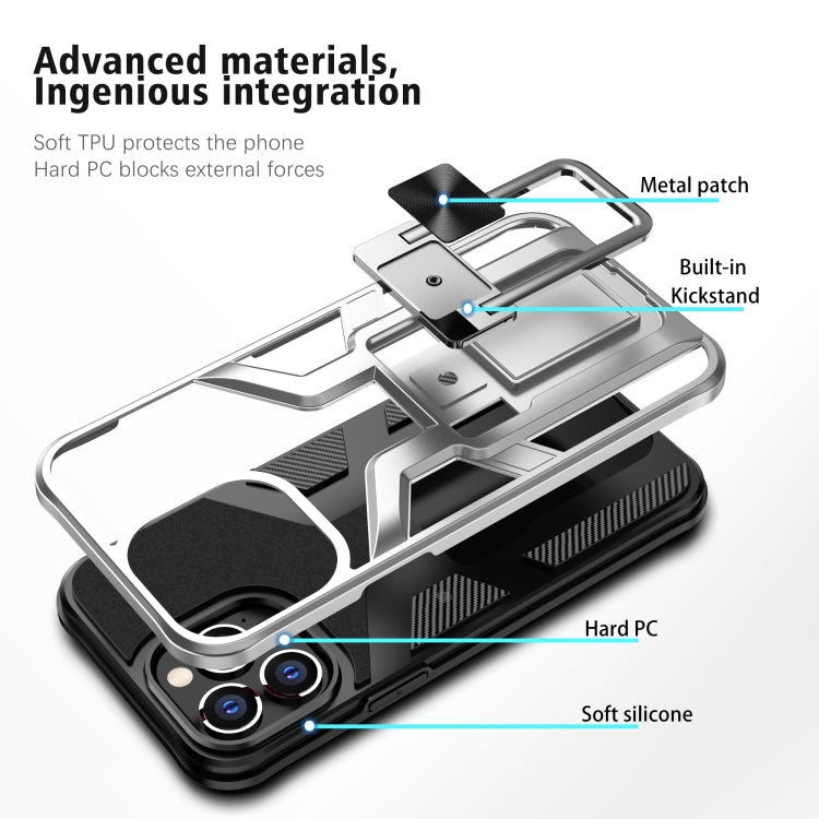For iPhone 13 Pro Max Armor 2 in 1 PC + TPU Magnetic Shockproof Case with Foldable Holder