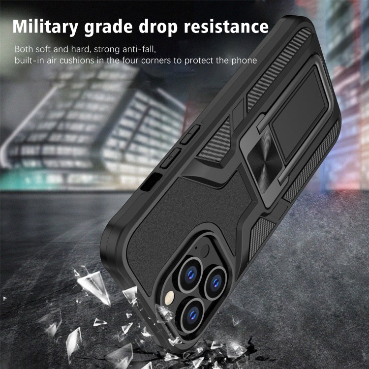 For iPhone 13 Pro Armor 2 in 1 PC + TPU Magnetic Shockproof Case with Foldable Holder