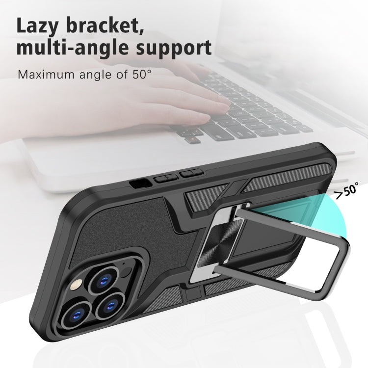 For iPhone 13 Pro Armor 2 in 1 PC + TPU Magnetic Shockproof Case with Foldable Holder