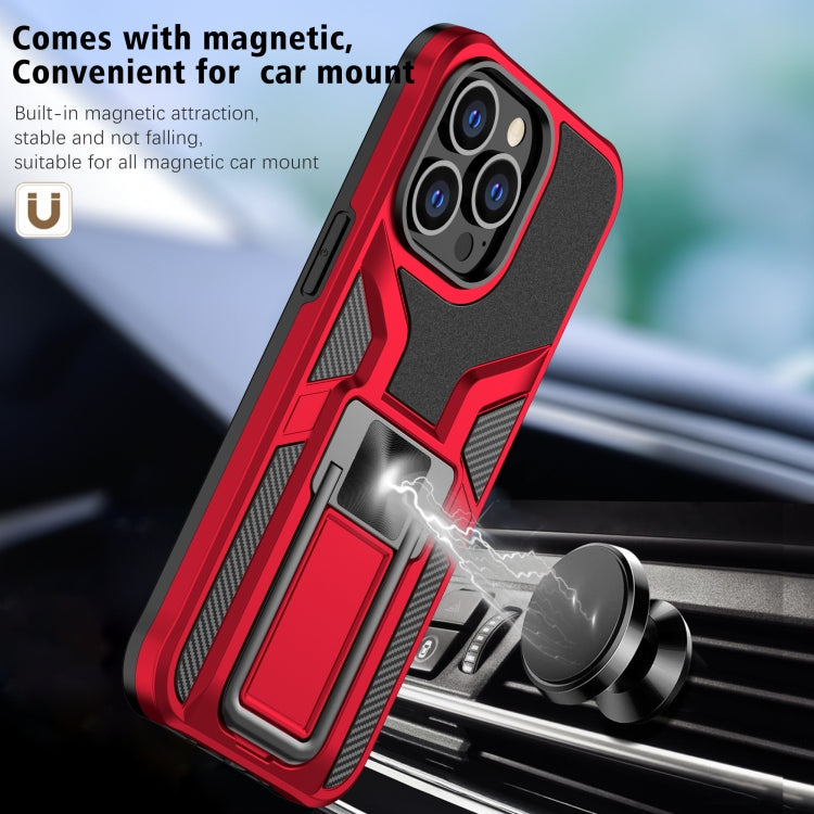 For iPhone 13 Pro Armor 2 in 1 PC + TPU Magnetic Shockproof Case with Foldable Holder