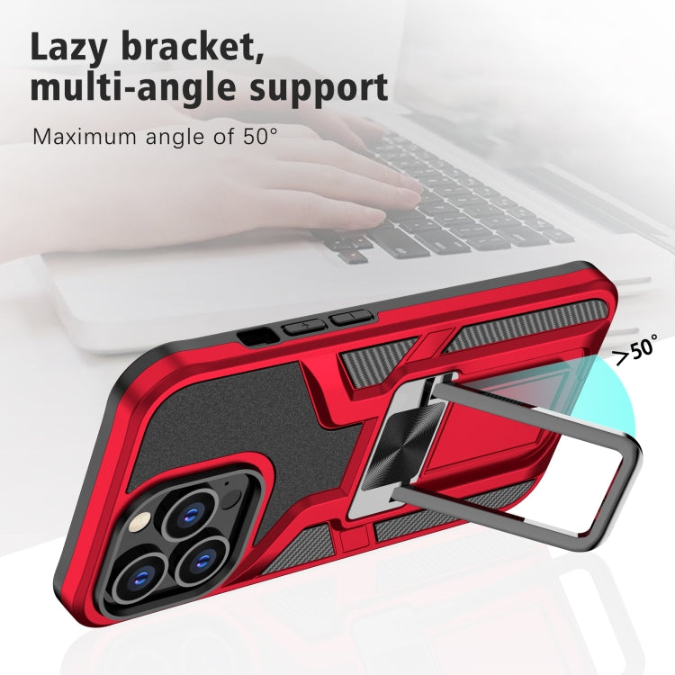 For iPhone 13 Pro Armor 2 in 1 PC + TPU Magnetic Shockproof Case with Foldable Holder