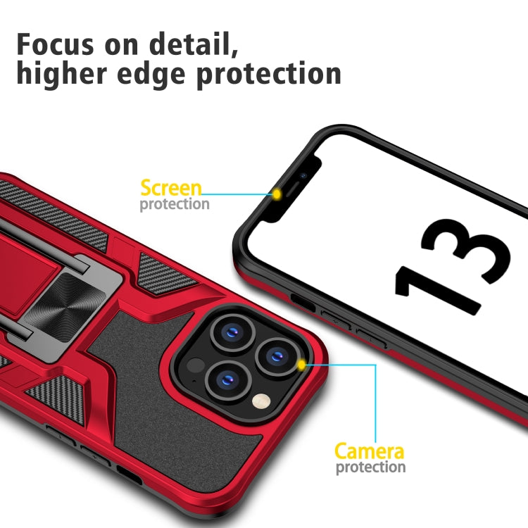 For iPhone 13 Pro Armor 2 in 1 PC + TPU Magnetic Shockproof Case with Foldable Holder