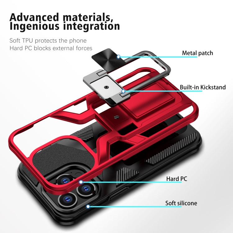 For iPhone 13 Pro Armor 2 in 1 PC + TPU Magnetic Shockproof Case with Foldable Holder