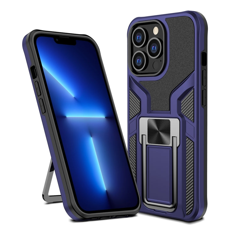 For iPhone 13 Pro Armor 2 in 1 PC + TPU Magnetic Shockproof Case with Foldable Holder