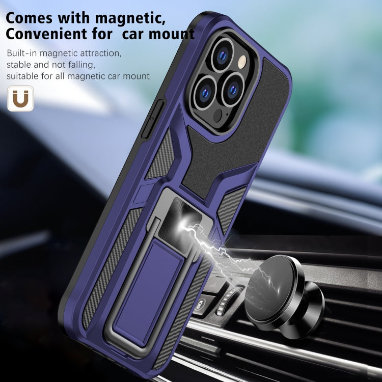 For iPhone 13 Pro Armor 2 in 1 PC + TPU Magnetic Shockproof Case with Foldable Holder