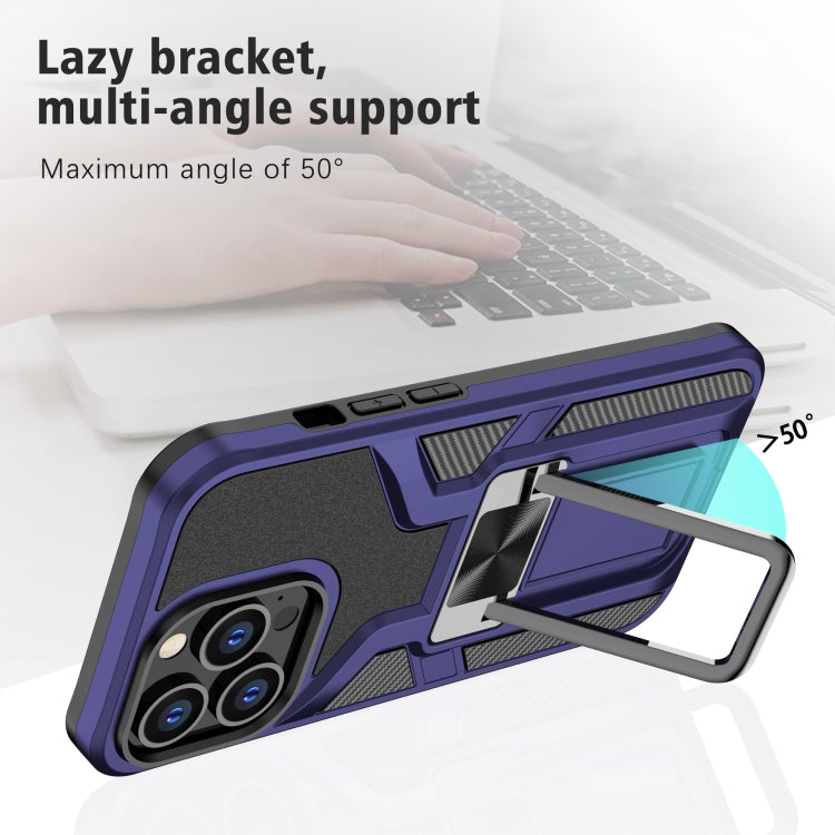 For iPhone 13 Pro Armor 2 in 1 PC + TPU Magnetic Shockproof Case with Foldable Holder