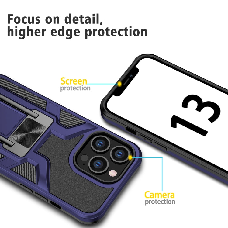 For iPhone 13 Pro Armor 2 in 1 PC + TPU Magnetic Shockproof Case with Foldable Holder