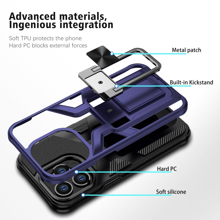For iPhone 13 Pro Armor 2 in 1 PC + TPU Magnetic Shockproof Case with Foldable Holder