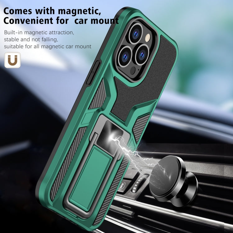 For iPhone 13 Pro Armor 2 in 1 PC + TPU Magnetic Shockproof Case with Foldable Holder