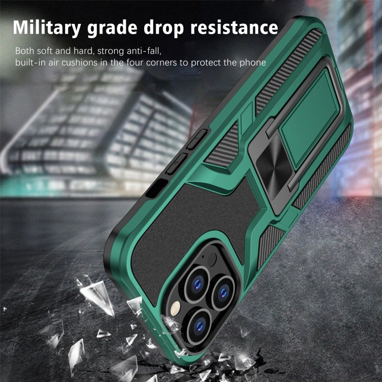 For iPhone 13 Pro Armor 2 in 1 PC + TPU Magnetic Shockproof Case with Foldable Holder