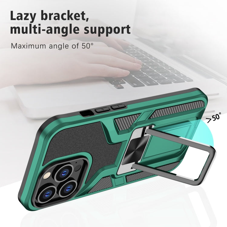 For iPhone 13 Pro Armor 2 in 1 PC + TPU Magnetic Shockproof Case with Foldable Holder