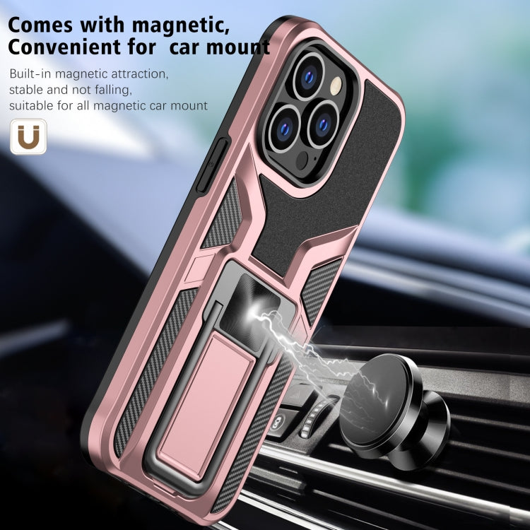 For iPhone 13 Pro Armor 2 in 1 PC + TPU Magnetic Shockproof Case with Foldable Holder