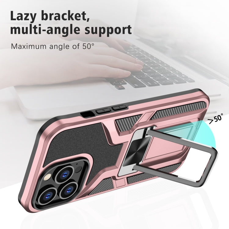 For iPhone 13 Pro Armor 2 in 1 PC + TPU Magnetic Shockproof Case with Foldable Holder