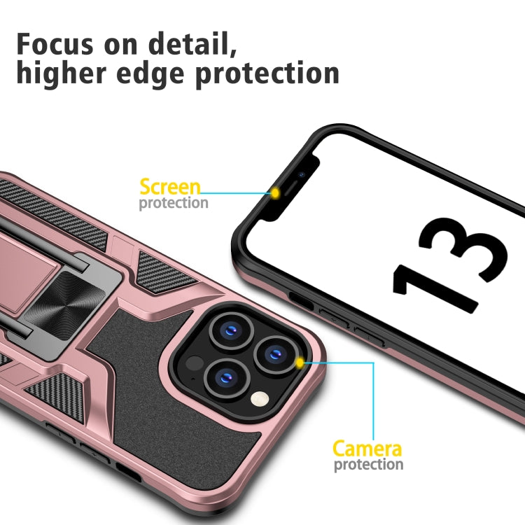 For iPhone 13 Pro Armor 2 in 1 PC + TPU Magnetic Shockproof Case with Foldable Holder