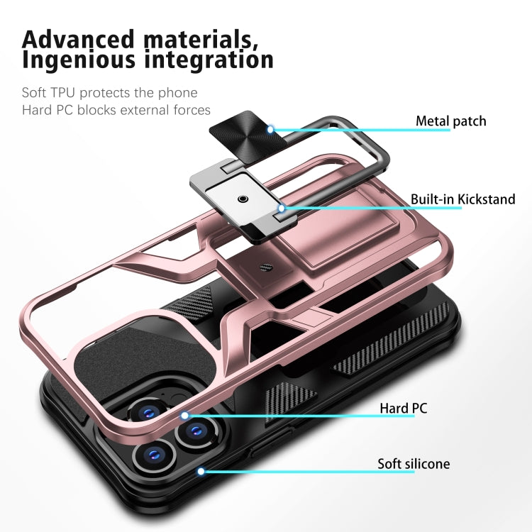 For iPhone 13 Pro Armor 2 in 1 PC + TPU Magnetic Shockproof Case with Foldable Holder