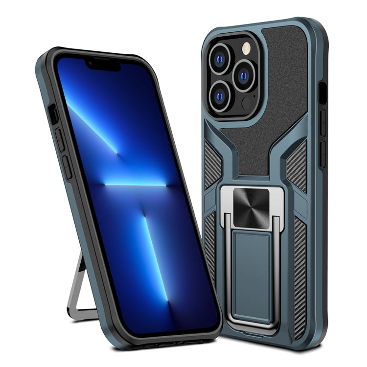 For iPhone 13 Pro Armor 2 in 1 PC + TPU Magnetic Shockproof Case with Foldable Holder