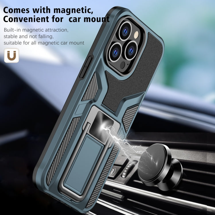 For iPhone 13 Pro Armor 2 in 1 PC + TPU Magnetic Shockproof Case with Foldable Holder