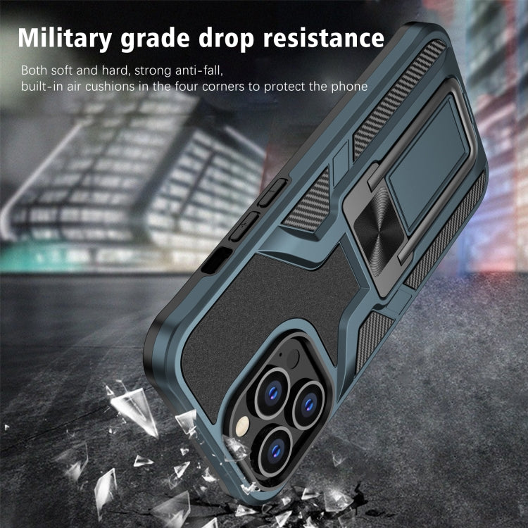 For iPhone 13 Pro Armor 2 in 1 PC + TPU Magnetic Shockproof Case with Foldable Holder