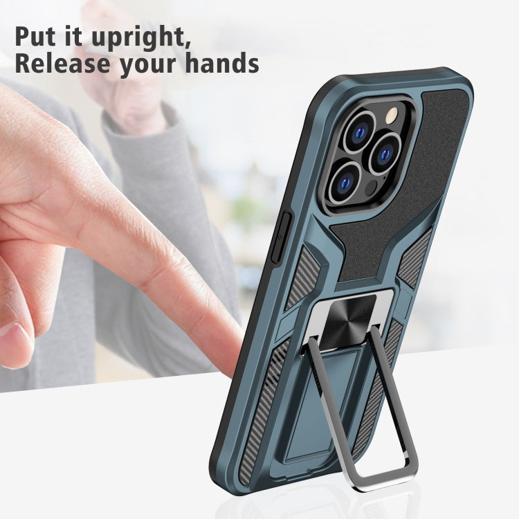 For iPhone 13 Pro Armor 2 in 1 PC + TPU Magnetic Shockproof Case with Foldable Holder