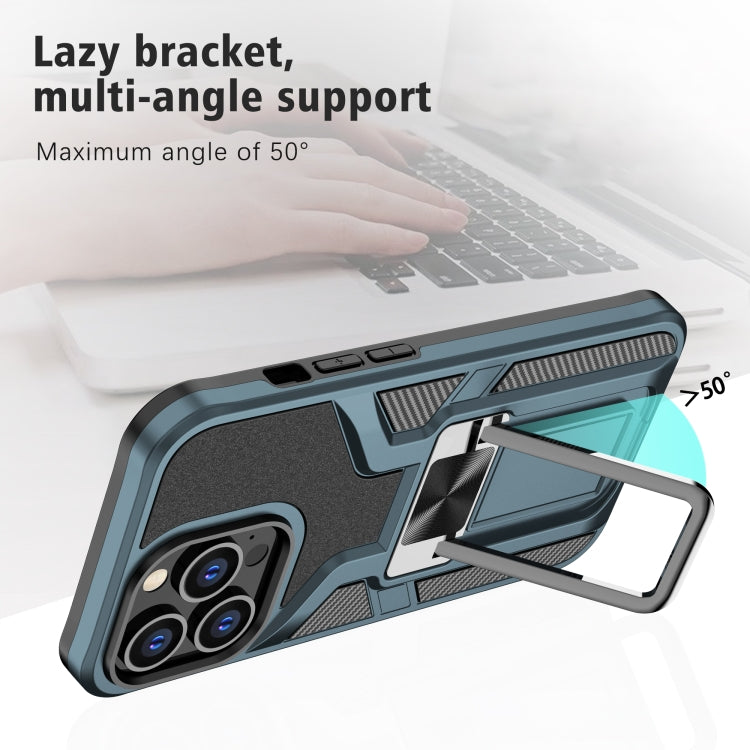 For iPhone 13 Pro Armor 2 in 1 PC + TPU Magnetic Shockproof Case with Foldable Holder