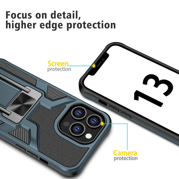For iPhone 13 Pro Armor 2 in 1 PC + TPU Magnetic Shockproof Case with Foldable Holder