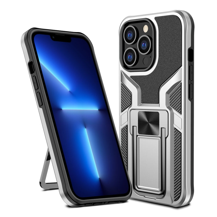 For iPhone 13 Pro Armor 2 in 1 PC + TPU Magnetic Shockproof Case with Foldable Holder